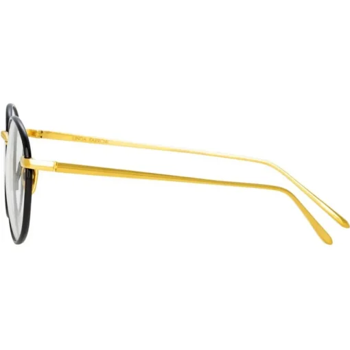 Linda Farrow - Hoffman Oval Optical Glasses in Black Yellow Gold - LFL1034C1OPT - Eyewear - Avvenice
