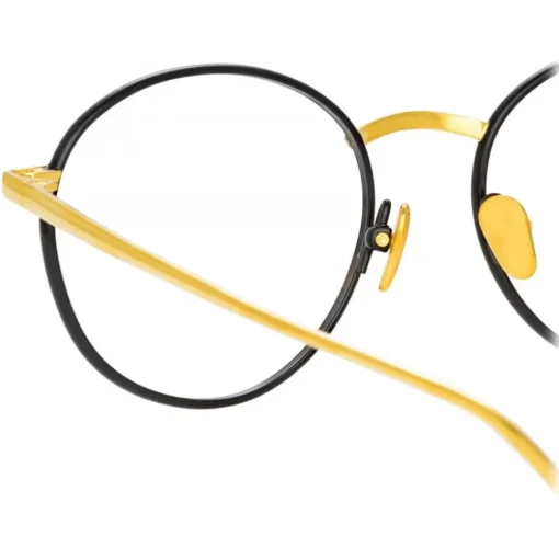 Linda Farrow - Hoffman Oval Optical Glasses in Black Yellow Gold - LFL1034C1OPT - Eyewear - Avvenice