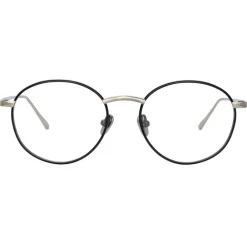 Linda Farrow - Hoffman Oval Optical Glasses in Black White Gold - LFL1034C2OPT - Eyewear - Avvenice^ Sunglasses