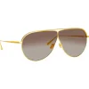 Linda Farrow - Hura Aviator Sunglasses in Yellow Gold - LFL1263C2SUN - Eyewear - Avvenice^ Sunglasses
