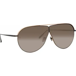 Linda Farrow - Hura Aviator Sunglasses in Black - LFL1263C1SUN - Eyewear - Avvenice
