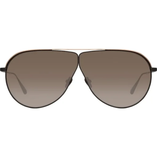 Linda Farrow - Hura Aviator Sunglasses in Black - LFL1263C1SUN - Eyewear - Avvenice