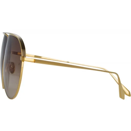 Linda Farrow - Hura Aviator Sunglasses in Yellow Gold - LFL1263C2SUN - Eyewear - Avvenice^ Sunglasses