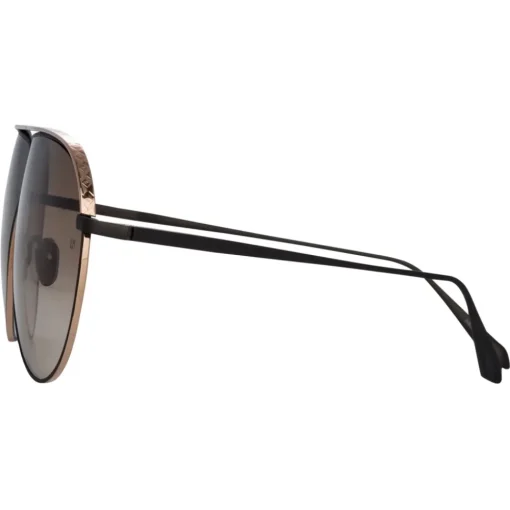 Linda Farrow - Hura Aviator Sunglasses in Black - LFL1263C1SUN - Eyewear - Avvenice