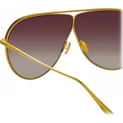 Linda Farrow - Hura Aviator Sunglasses in Yellow Gold - LFL1263C2SUN - Eyewear - Avvenice^ Sunglasses