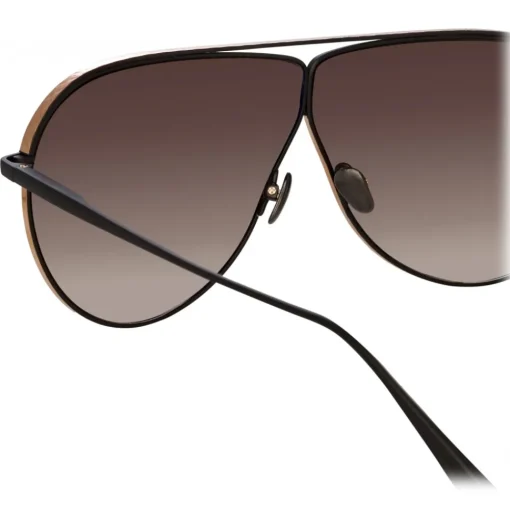 Linda Farrow - Hura Aviator Sunglasses in Black - LFL1263C1SUN - Eyewear - Avvenice