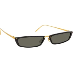 Linda Farrow - Issa C1 Rectangular Sunglasses in Black - LFL838C1SUN - Eyewear - Avvenice^ Sunglasses