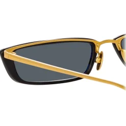 Linda Farrow - Issa C1 Rectangular Sunglasses in Black - LFL838C1SUN - Eyewear - Avvenice^ Sunglasses