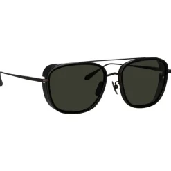 Linda Farrow - Jarvis Aviator Sunglasses in Black and Nickel - LFL1441C1SUN - Eyewear - Avvenice^ Sunglasses