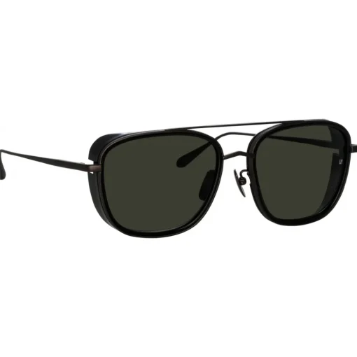 Linda Farrow - Jarvis Aviator Sunglasses in Black and Nickel - LFL1441C1SUN - Eyewear - Avvenice^ Sunglasses