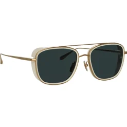 Linda Farrow - Jarvis Aviator Sunglasses in White - LFL1441C1SUN - Eyewear - Avvenice