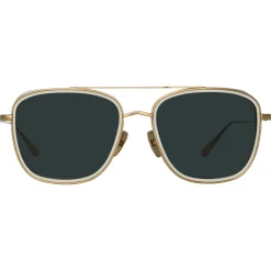 Linda Farrow - Jarvis Aviator Sunglasses in White - LFL1441C1SUN - Eyewear - Avvenice