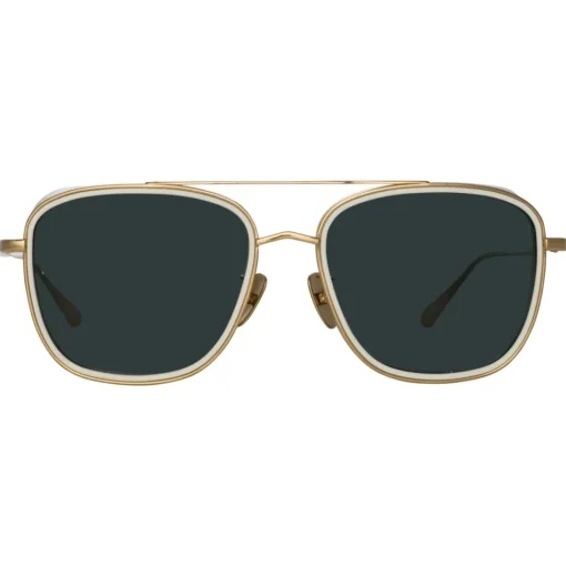 Linda Farrow - Jarvis Aviator Sunglasses in White - LFL1441C1SUN - Eyewear - Avvenice