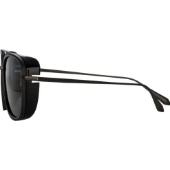 Linda Farrow - Jarvis Aviator Sunglasses in Black and Nickel - LFL1441C1SUN - Eyewear - Avvenice^ Sunglasses