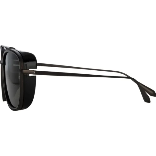 Linda Farrow - Jarvis Aviator Sunglasses in Black and Nickel - LFL1441C1SUN - Eyewear - Avvenice^ Sunglasses