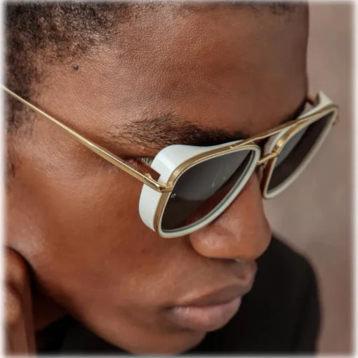 Linda Farrow - Jarvis Aviator Sunglasses in White - LFL1441C1SUN - Eyewear - Avvenice