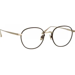 Linda Farrow - Jules Oval Optical Glasses in Light Gold Brown - LFL1233C4OPT - Eyewear - Avvenice