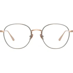 Linda Farrow - Jules Oval Optical Glasses in Rose Gold White Gold - LFL1233C2OPT - Eyewear - Avvenice