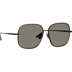 Linda Farrow - Juliana Oversized Sunglasses in Nickel - LFL1394C1SUN - Eyewear - Avvenice