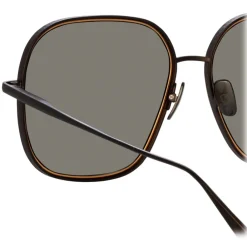 Linda Farrow - Juliana Oversized Sunglasses in Nickel - LFL1394C1SUN - Eyewear - Avvenice