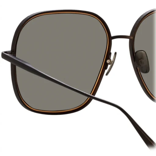 Linda Farrow - Juliana Oversized Sunglasses in Nickel - LFL1394C1SUN - Eyewear - Avvenice