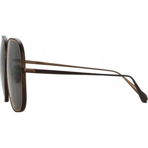Linda Farrow - Juliana Oversized Sunglasses in Nickel - LFL1394C1SUN - Eyewear - Avvenice