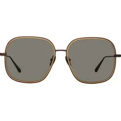Linda Farrow - Juliana Oversized Sunglasses in Nickel - LFL1394C1SUN - Eyewear - Avvenice