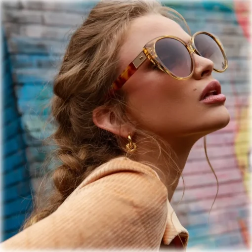 Linda Farrow - Katia Cat Eye Sunglasses in Saffron - LFL1417C5SUN - Eyewear - Avvenice