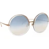 Linda Farrow - Kew Round Sunglasses in Rose Gold Clear - LFL457C32SUN - Eyewear - Avvenice^ Sunglasses