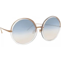 Linda Farrow - Kew Round Sunglasses in Rose Gold Clear - LFL457C32SUN - Eyewear - Avvenice^ Sunglasses