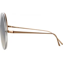 Linda Farrow - Kew Round Sunglasses in Rose Gold Clear - LFL457C32SUN - Eyewear - Avvenice^ Sunglasses