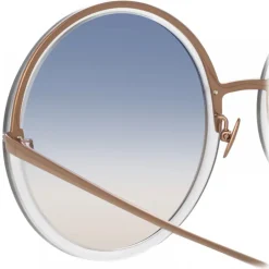 Linda Farrow - Kew Round Sunglasses in Rose Gold Clear - LFL457C32SUN - Eyewear - Avvenice^ Sunglasses