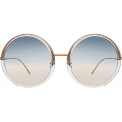 Linda Farrow - Kew Round Sunglasses in Rose Gold Clear - LFL457C32SUN - Eyewear - Avvenice^ Sunglasses