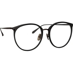 Linda Farrow - Kings Oval Optical Glasses in Matt Black - LFL747C31OPT - Eyewear - Avvenice^ Sunglasses