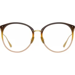 Linda Farrow - Kings Oval Optical Glasses in Brown - LFL747C29OPT - Eyewear - Avvenice