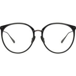 Linda Farrow - Kings Oval Optical Glasses in Matt Black - LFL747C31OPT - Eyewear - Avvenice^ Sunglasses