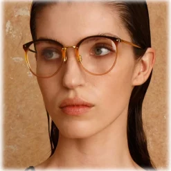 Linda Farrow - Kings Oval Optical Glasses in Brown - LFL747C29OPT - Eyewear - Avvenice
