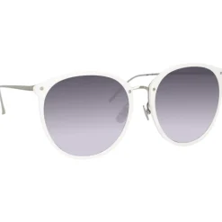 Linda Farrow - Kings Oversized Sunglasses in White - LFL747C4SUN - Eyewear - Avvenice^ Sunglasses