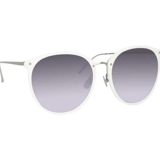 Linda Farrow - Kings Oversized Sunglasses in White - LFL747C4SUN - Eyewear - Avvenice^ Sunglasses