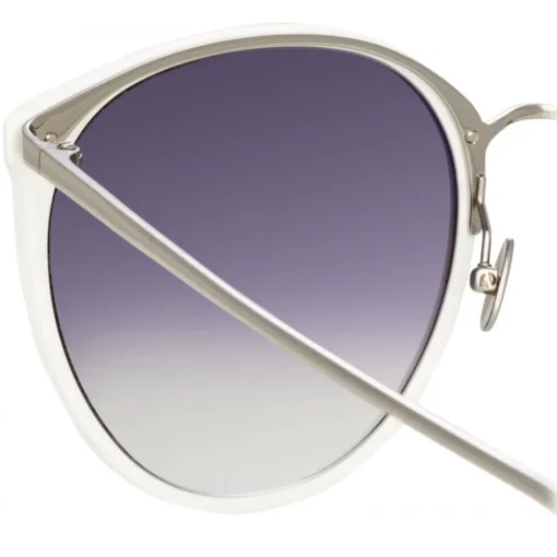 Linda Farrow - Kings Oversized Sunglasses in White - LFL747C4SUN - Eyewear - Avvenice^ Sunglasses