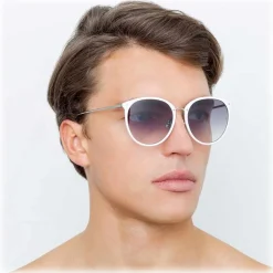 Linda Farrow - Kings Oversized Sunglasses in White - LFL747C4SUN - Eyewear - Avvenice^ Sunglasses