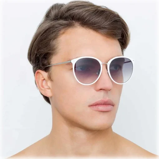 Linda Farrow - Kings Oversized Sunglasses in White - LFL747C4SUN - Eyewear - Avvenice^ Sunglasses