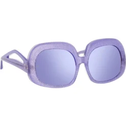 Linda Farrow - Lea Oversized Sunglasses in Purple - LFL1289C4SUN - Eyewear - Avvenice