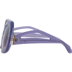 Linda Farrow - Lea Oversized Sunglasses in Purple - LFL1289C4SUN - Eyewear - Avvenice