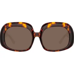 Linda Farrow - Lea Oversized Sunglasses in Tortoiseshell - LFL1289C2SUN - Eyewear - Avvenice