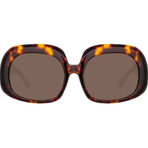 Linda Farrow - Lea Oversized Sunglasses in Tortoiseshell - LFL1289C2SUN - Eyewear - Avvenice