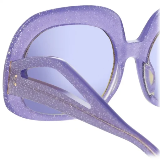 Linda Farrow - Lea Oversized Sunglasses in Purple - LFL1289C4SUN - Eyewear - Avvenice