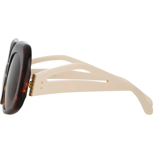 Linda Farrow - Lea Oversized Sunglasses in Tortoiseshell - LFL1289C2SUN - Eyewear - Avvenice