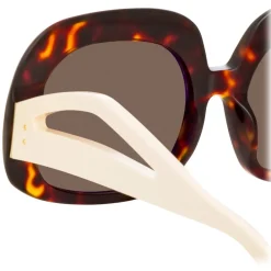 Linda Farrow - Lea Oversized Sunglasses in Tortoiseshell - LFL1289C2SUN - Eyewear - Avvenice