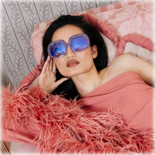 Linda Farrow - Lea Oversized Sunglasses in Purple - LFL1289C4SUN - Eyewear - Avvenice